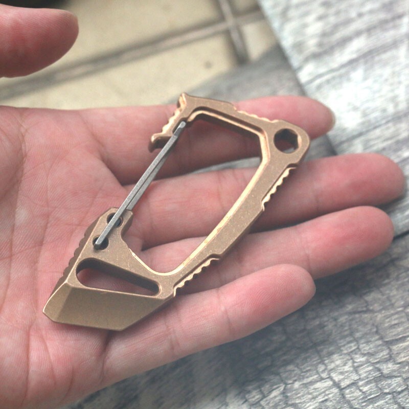 Phosphor Bronze Titanium Alloy Ke chain Carabiner Opener Outdoor Travel EDC Tool