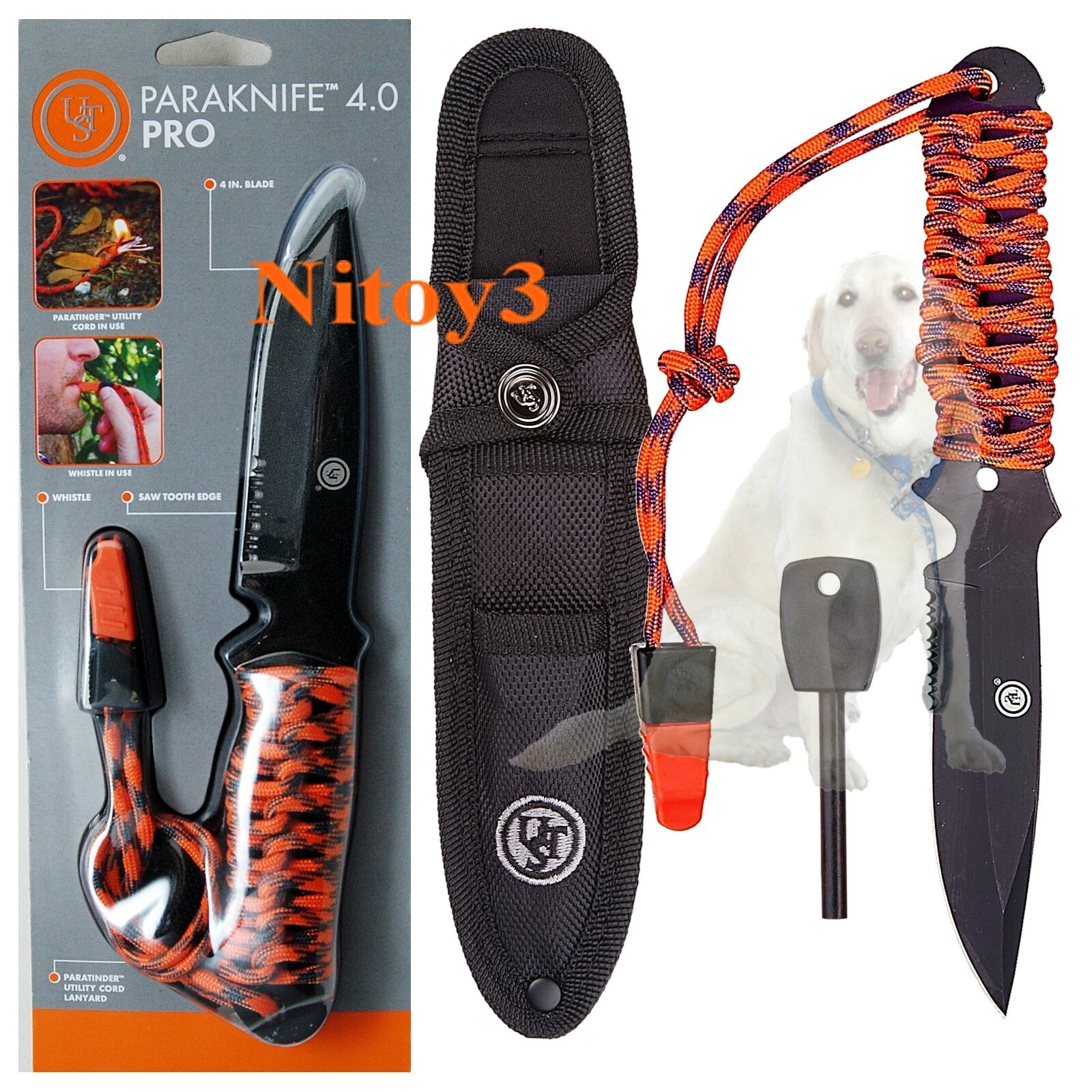 UST ParaKnife 4.0 Pro Knife With Fire Starter And Whistle