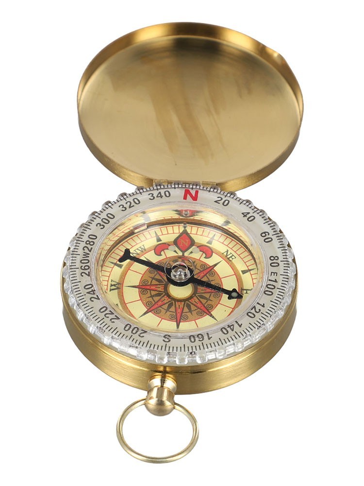 Hiking Pocket Brass Golden for Compass Portable Noctilucent for Compass