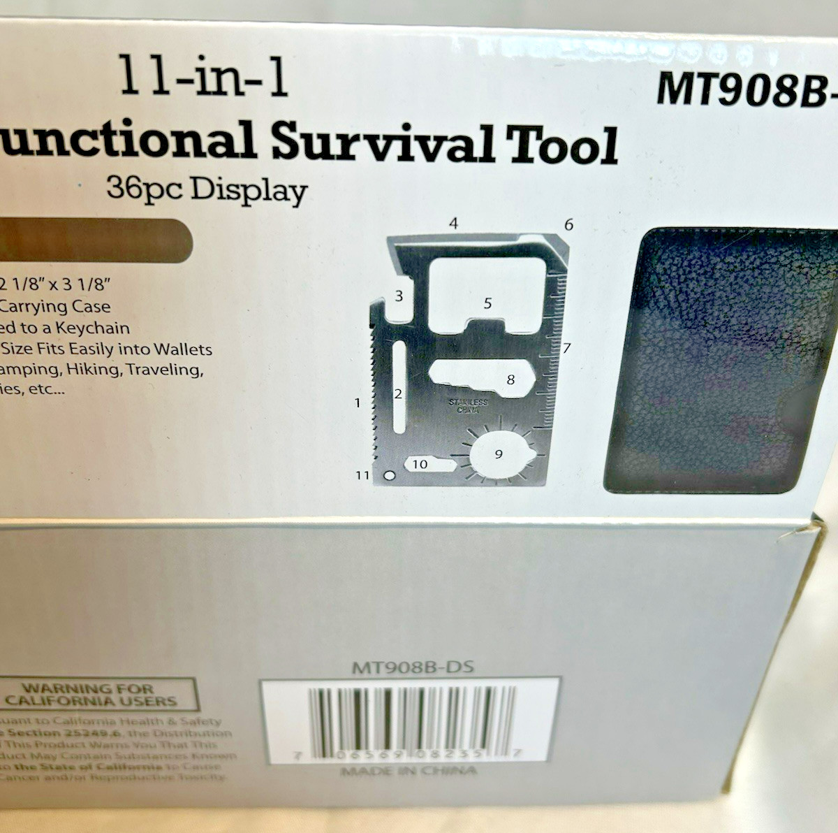 11 In 1 Multi Functional Survival Tool Lot Of 33 in Retail Box Credit Card Size
