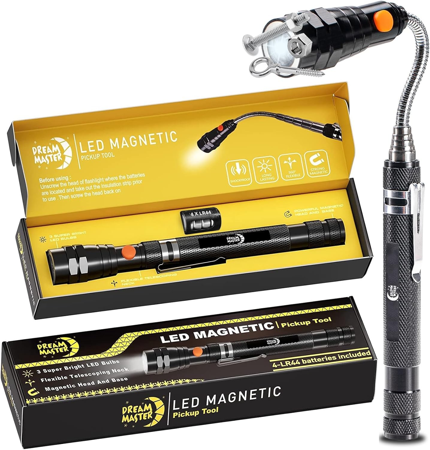 Magnetic Pickup Tool, Gifts for Men, Telescoping Magnet Flashlight, Gifts Idea &