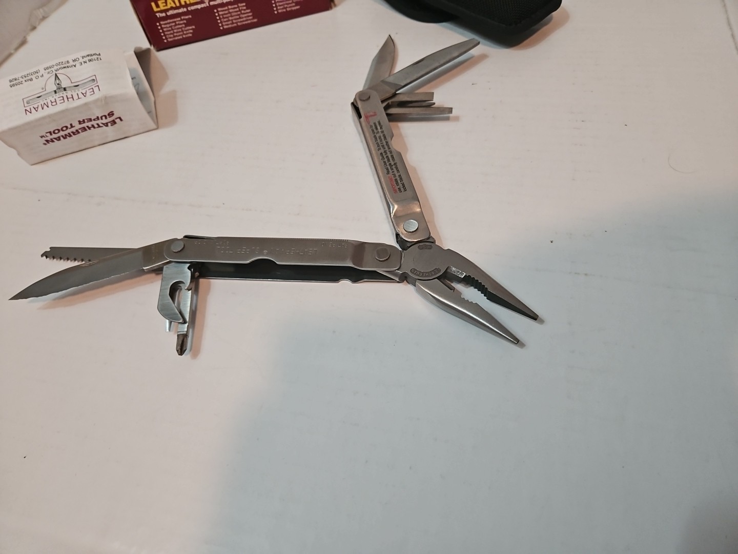 1990s vintage Leatherman Super Tool with box and nylon sheath