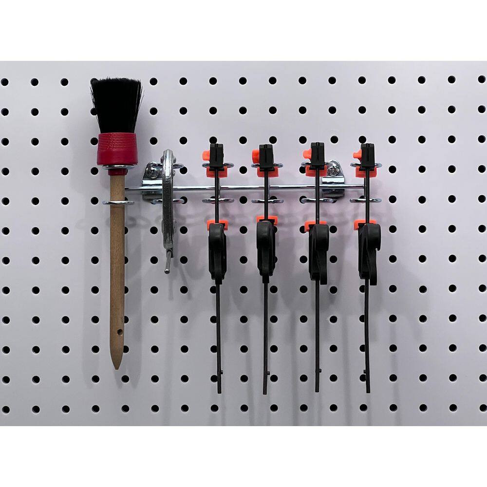 9 In. W Stainless Steel Multi-Ring Tool Holder for 1/8 In. and 1/4 In. Pegboard