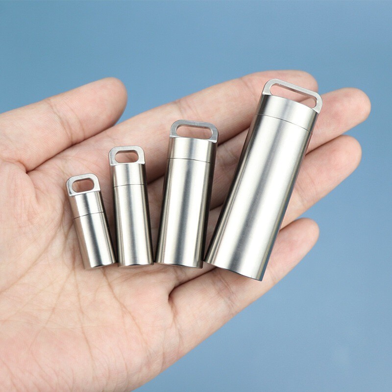 Waterproof Titanium Pill Holder Case Keychain Small Pill Box Container Organizer