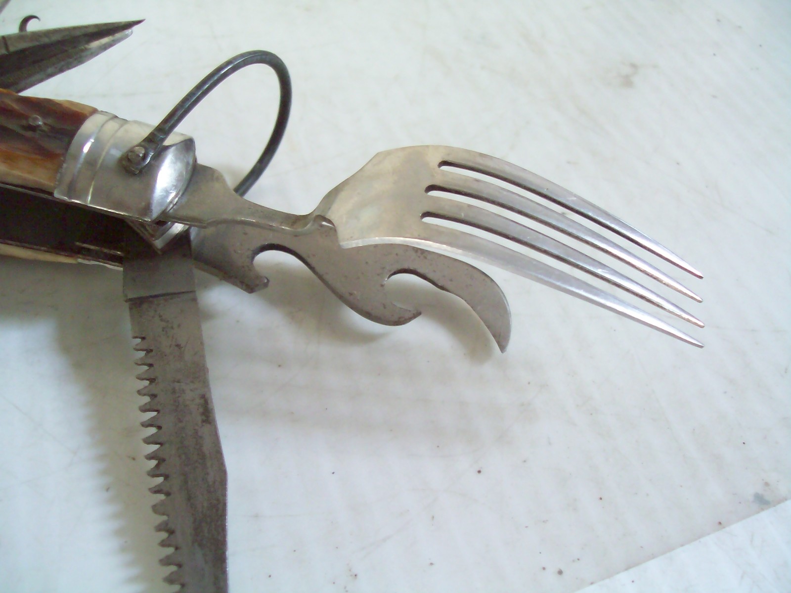Vintage Camping Multi Task Pocket Knife Tool w/ Belt Holder Made in Japan