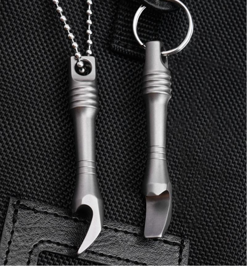 Titanium Bottle Opener Pry Bar Crowbar Portable Keychain EDC Multi Tool Outdoor