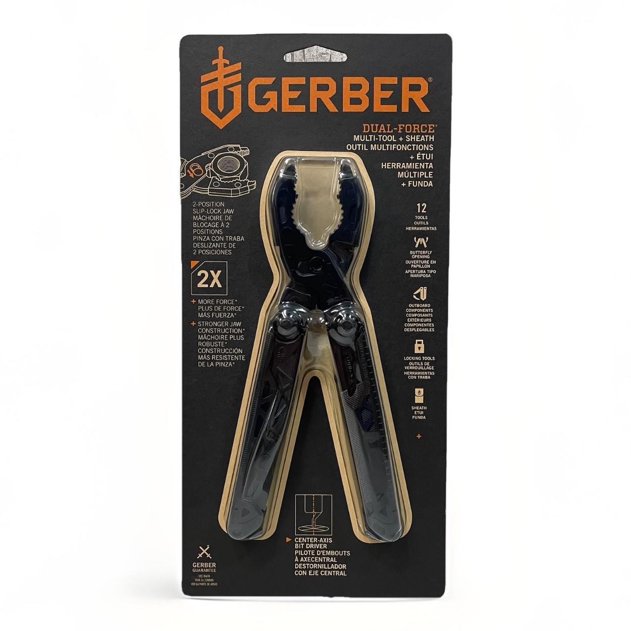 Gerber Dual Force Multi-Tool 12-in-1 Black Pliers Heavy Duty + Sheath Cutter New