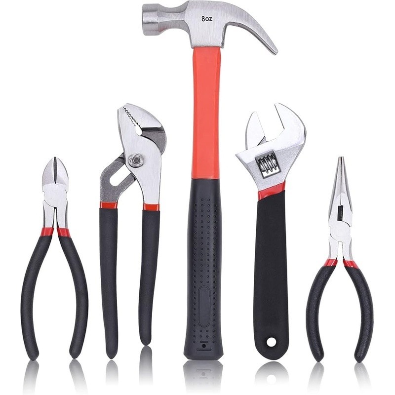 Complete Hand Tool Set W/ Pliers Wrench Screwdriver Utility Knife Organizer Bag