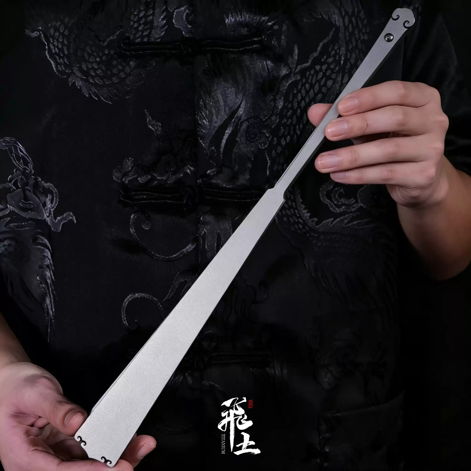 Kung Fu Tai Ji Titanium Alloy Folding Fan Martial Arts Portable Carving Gift