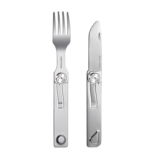 Folding Camping Utensil Set – 2-in-1 Detachable Cutlery Tool with Fork & Knife f