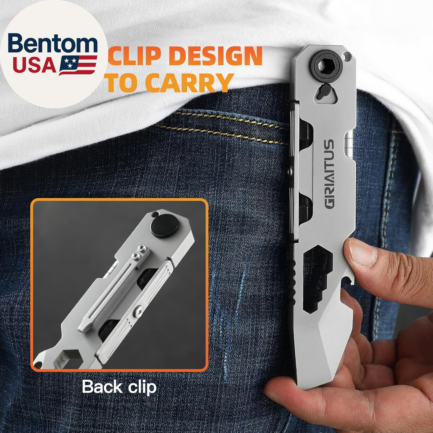 EDC Pry Bar Multitool with Bi-Directional Ratchet Screwdriver & Everlasting Pen,