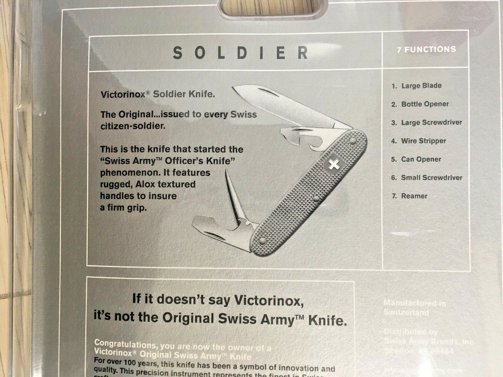 Victorinox Swiss Army SOLDIER Silver Alox Tool Pocket Knife Original 7 Function