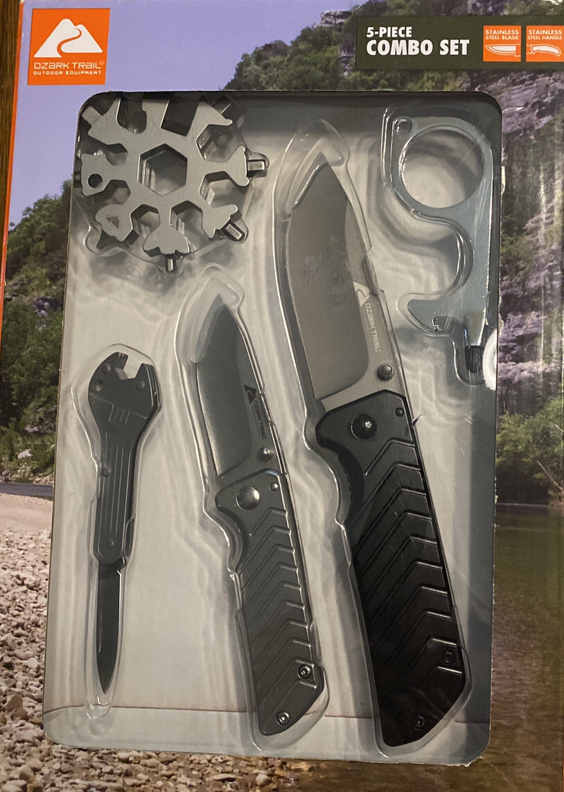 Ozark Trail Outdoor Equipment 5 Piece Combo set Stainless Steel Blades & Handles