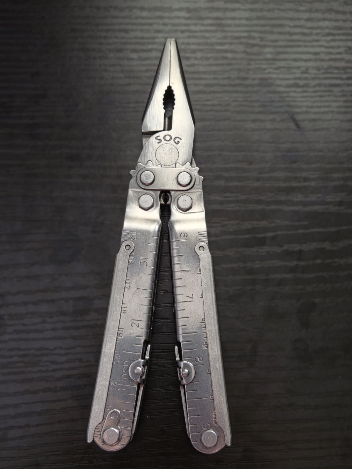 Vintage SOG PowerLock S60 Multi-Tool Patent Stamp Lynnwood WA Leather Sheath