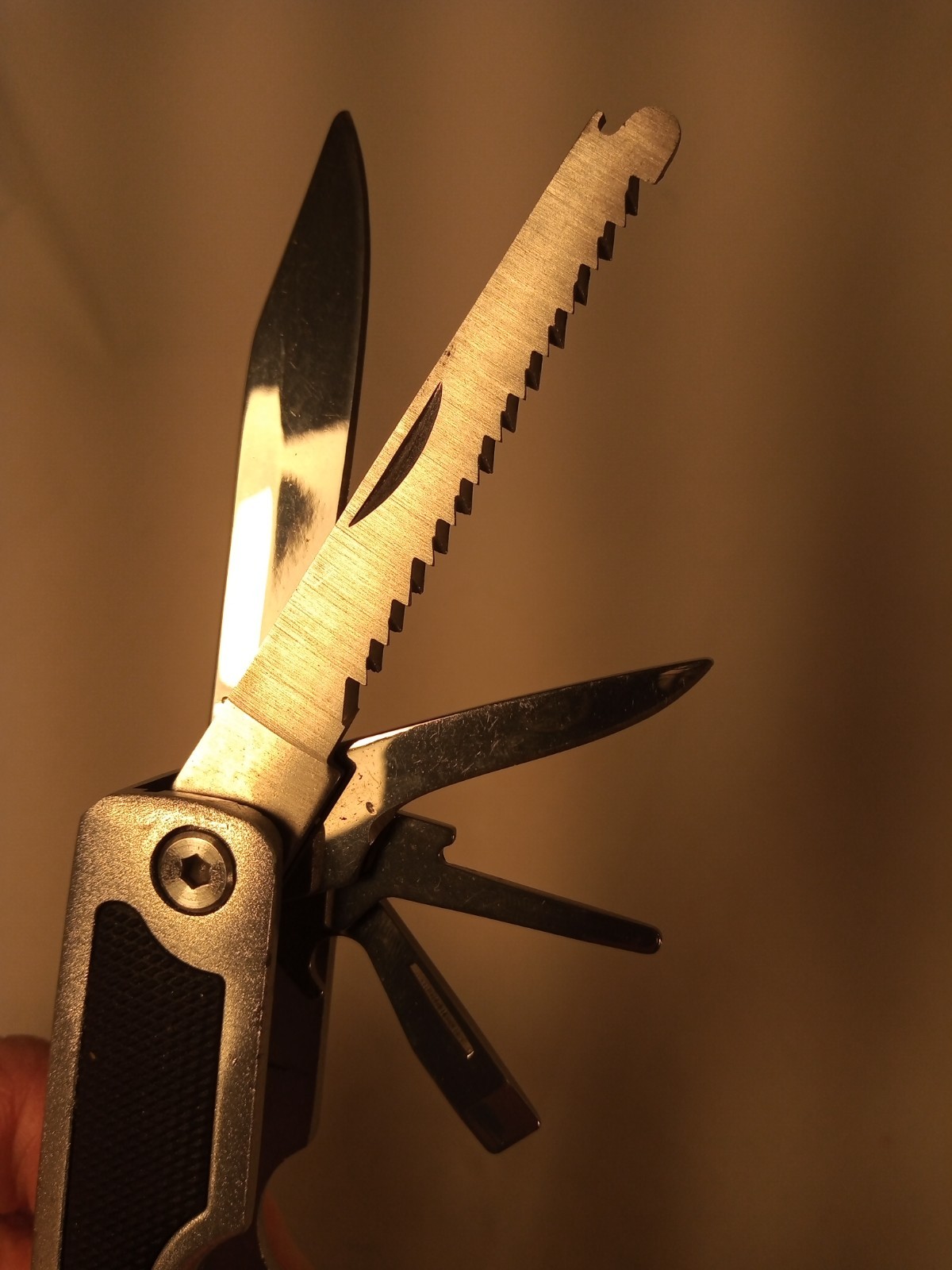 Ozark Trail Large Multi Tool Pliers Knives Saw Screwdrivers Openers Black Handle
