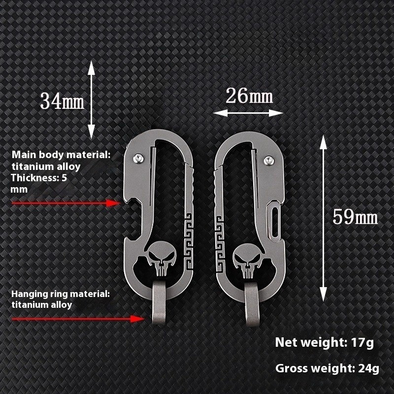 Titanium alloy punisher Skeleton Multi functional Keychain EDC