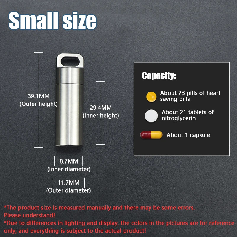 1PC TC4 Titanium Alloy Sealed Medicine Bottle Household Outdoor Travel Medicine