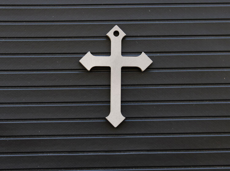 Men Women Solid EDC Titanium Alloy CNC Cross Necklace Pendant Keychain DIY Beads