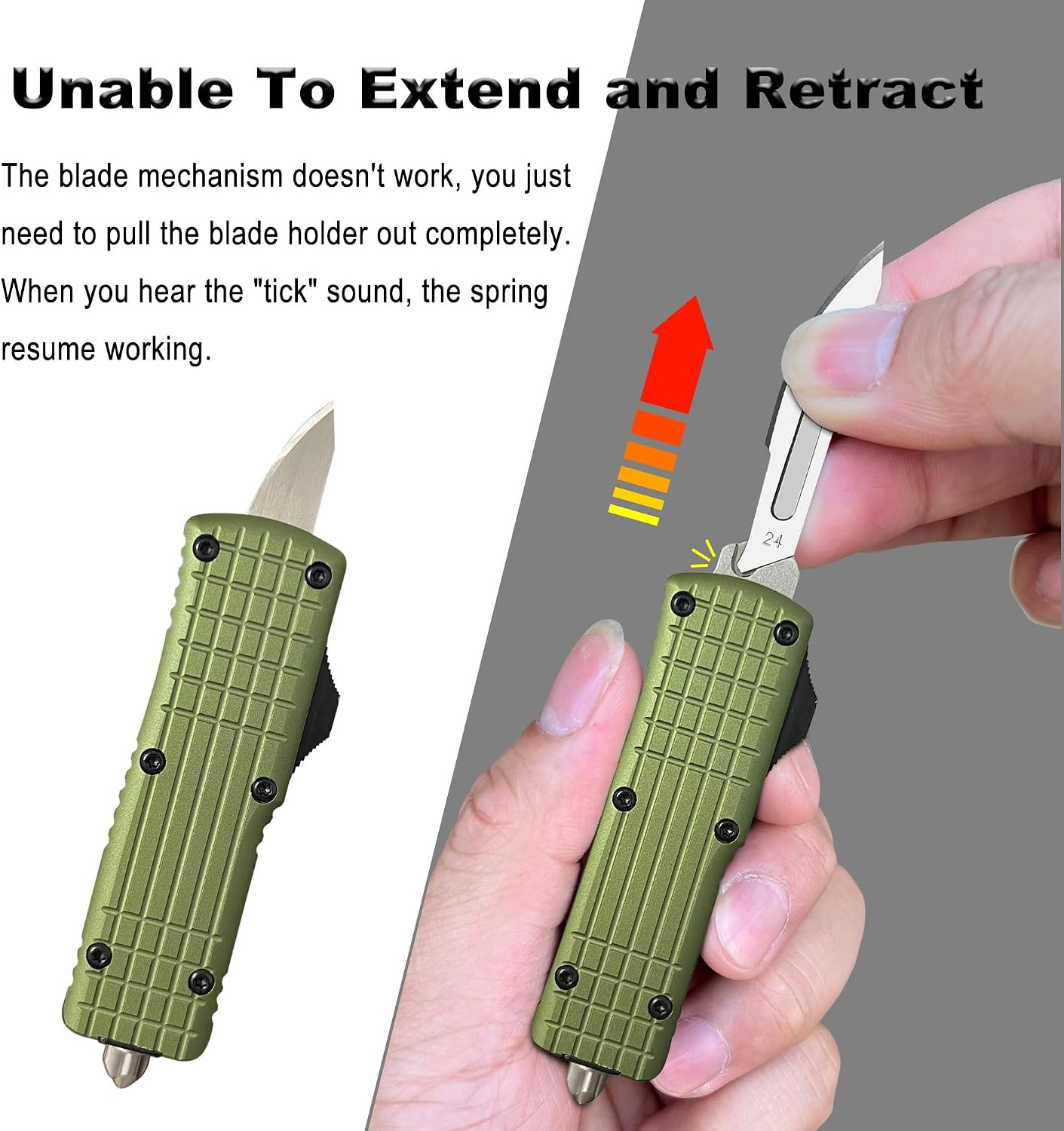Auto Retractable Scalpel Knife, EDC Double Action Automatic Retracting Pocket Kn