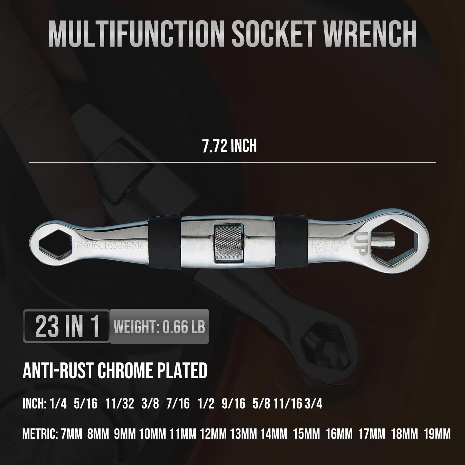 EDC Pocket Wrench Universal Multi Tool 23 Size 7 to 19mm 1 4 to 3 4 Inch Adjusta