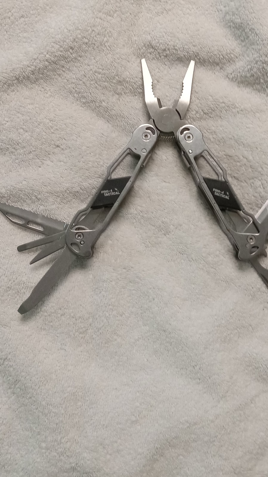 PRO-4 Tactical Multi-Tool Stainless Steel Silver Straight Edge Plier Sheath