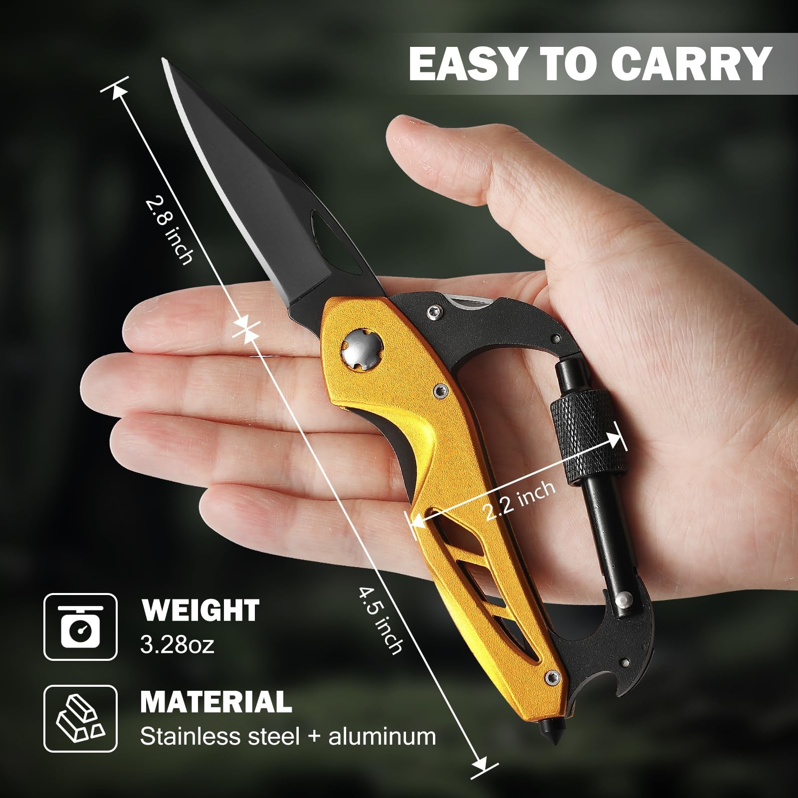 Stocking Stuffers Gifts for Men, Carabiner Multitool 6-in-1 EDC Carabiners Po…