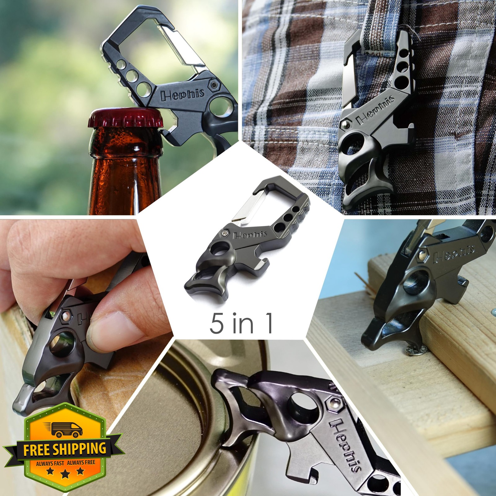 Hephis Skull Keychain Escape Tool Seatbelt Cutter Carabiner