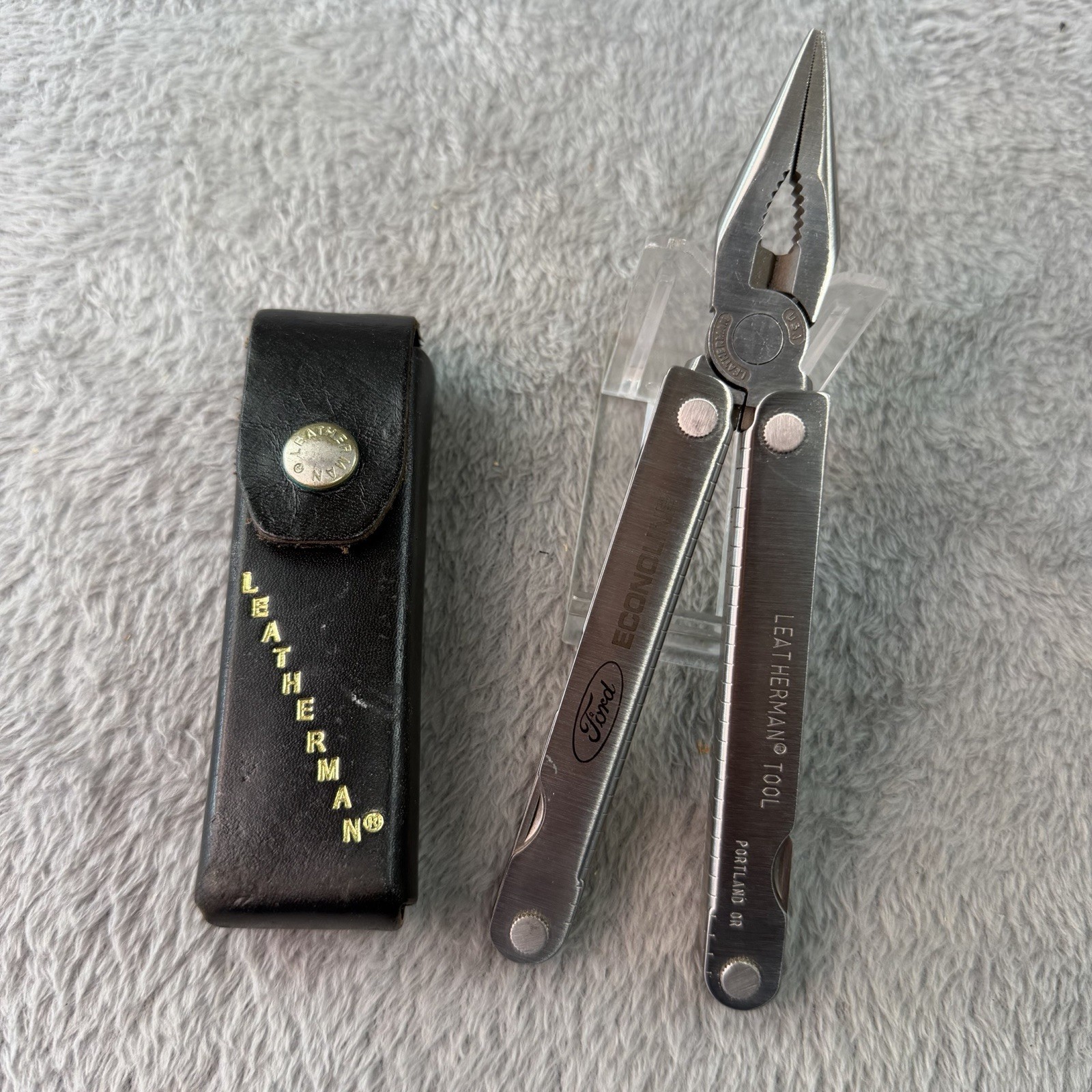 Vtg Leatherman PST Multi Tool FORD Promotion 0499 USA w Leather Sheath B551