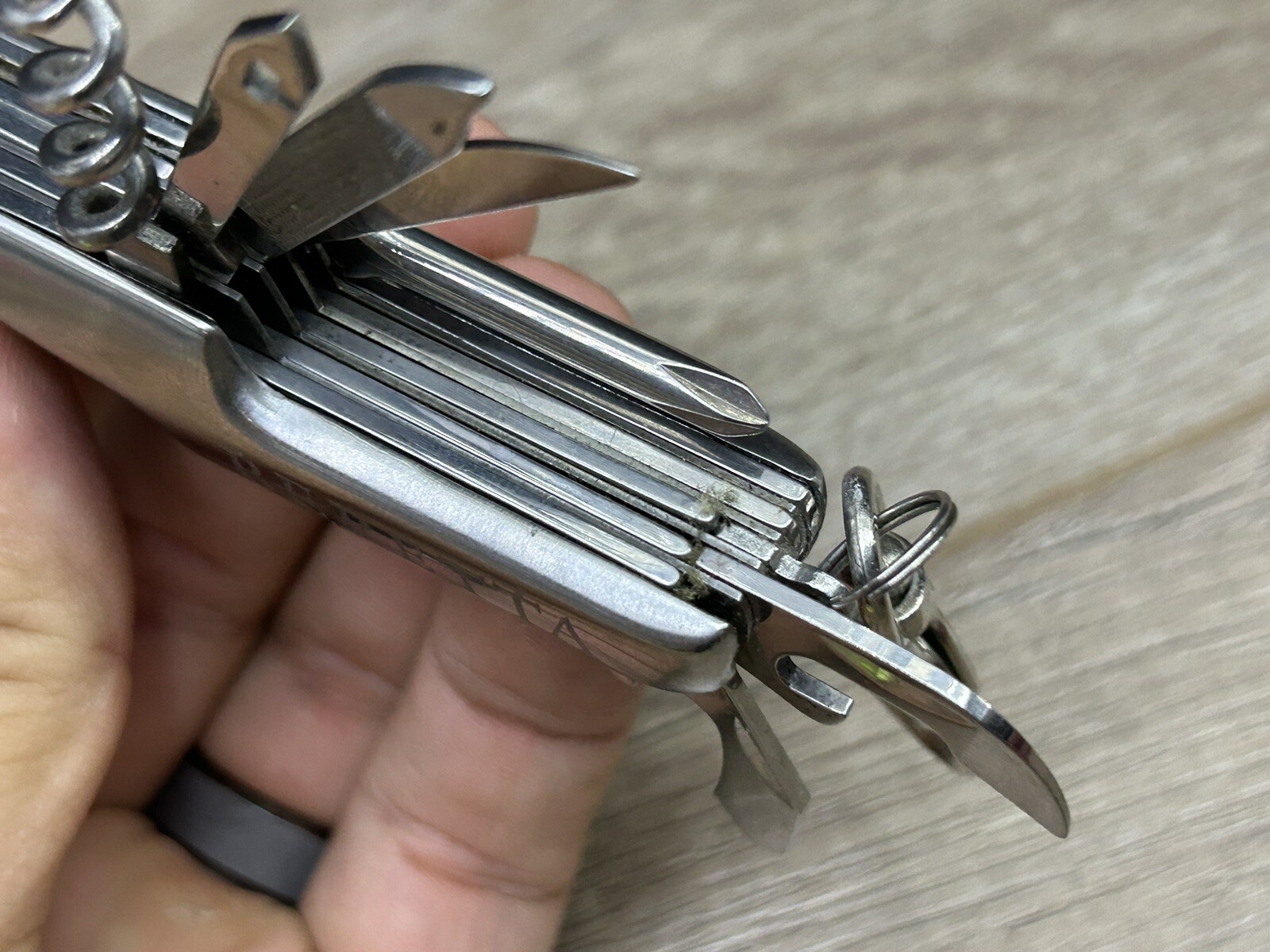 Vintage Beretta Silver Tone 10-Tool Multi-Tool Pocket Knife
