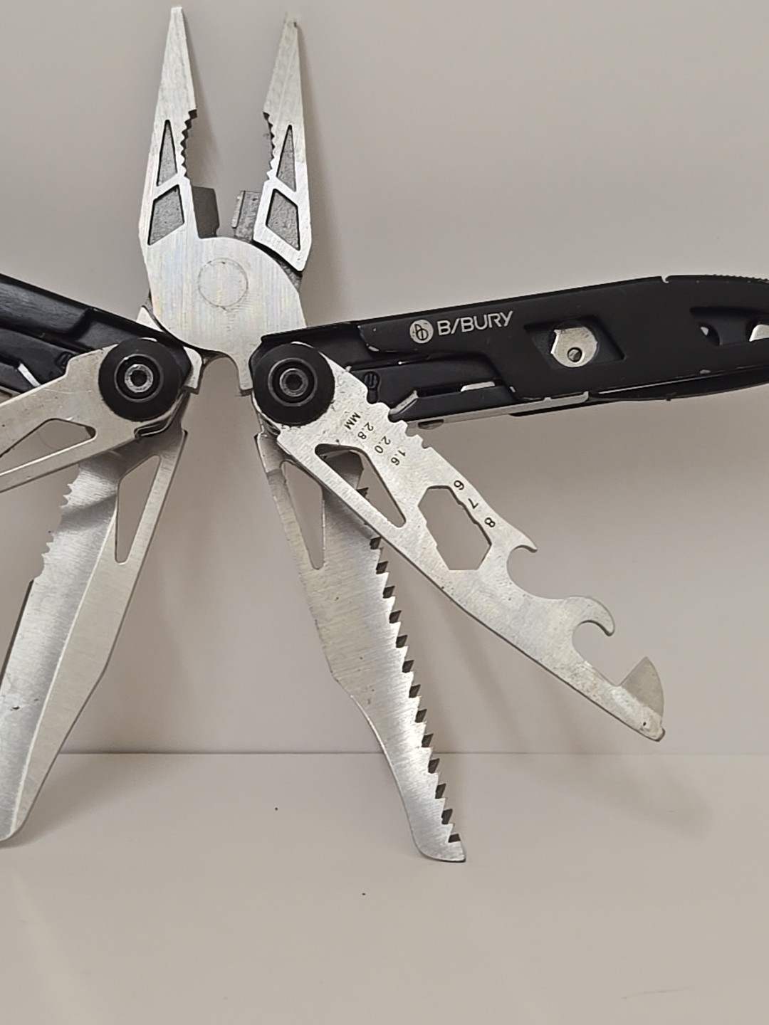 B/Bury Multi-Tool File Pliers Screwdrivers Glass Break