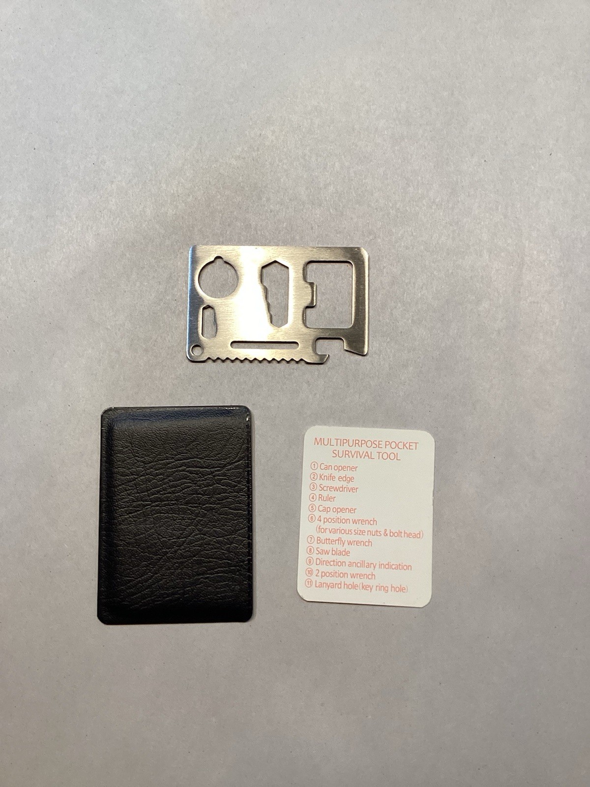 Stainless Steel Credit Card Tool 11 in 1 Pocket Wallet Multi Tool & Sheath