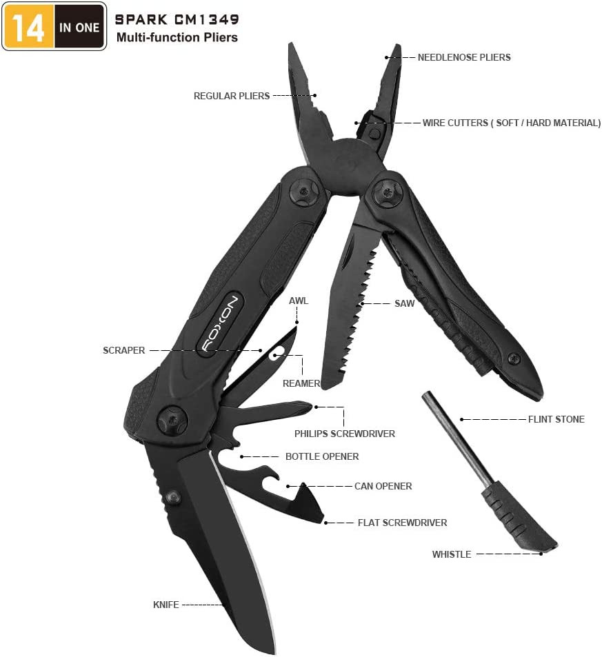 CM1349 SPARK Multitool Plier, 14-In-1 Multitools Folding Plier, Multipurpose Out