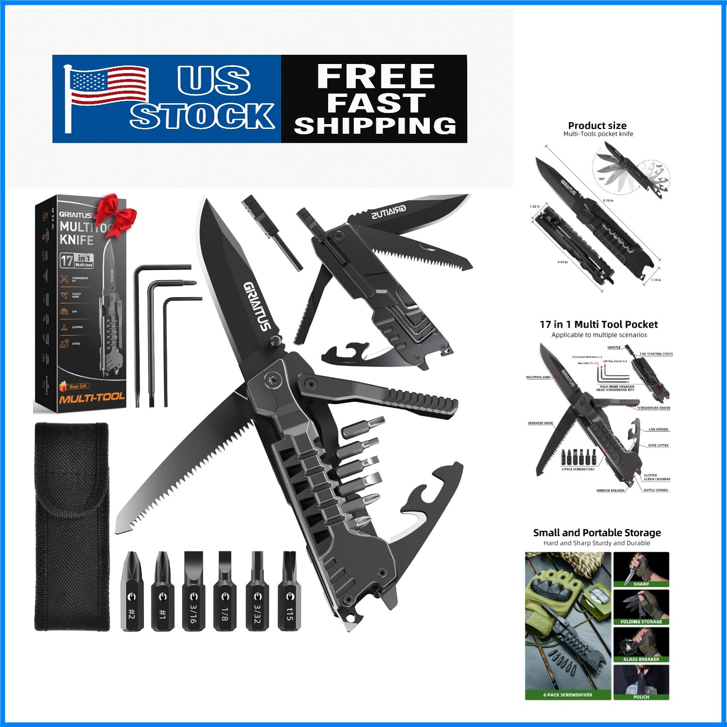 Portable 17-in-1 Multitool Knife – Perfect for Camping, Survival & Everyday Use