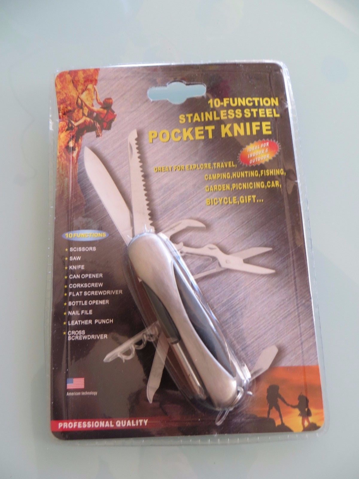 10 Function Stainless Steel Pocket Folding Knife NEW PROFESSIONAL QUALITY!