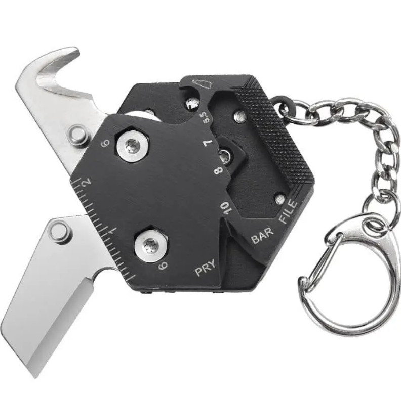 1pc Multifunctional Hexagon Coin Tool Keychain Knife Screwdriver Pocket Gear