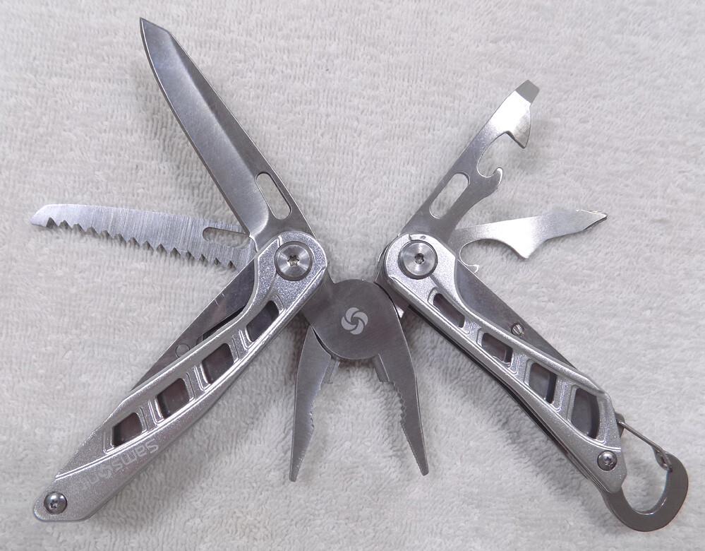 Samsonite Stainless Steel Multi-Tool * 4 Blades w/ Pliers Pouch + Carabiner Clip