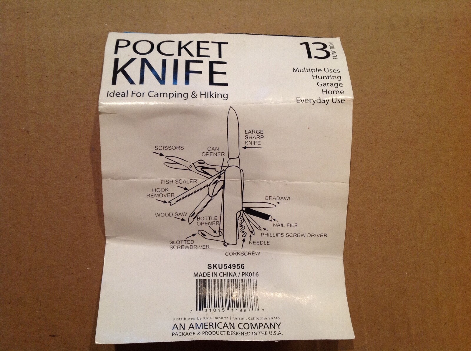 Camping and Hunting Pocket Knife – Approximately 3 1/2″ when closed.