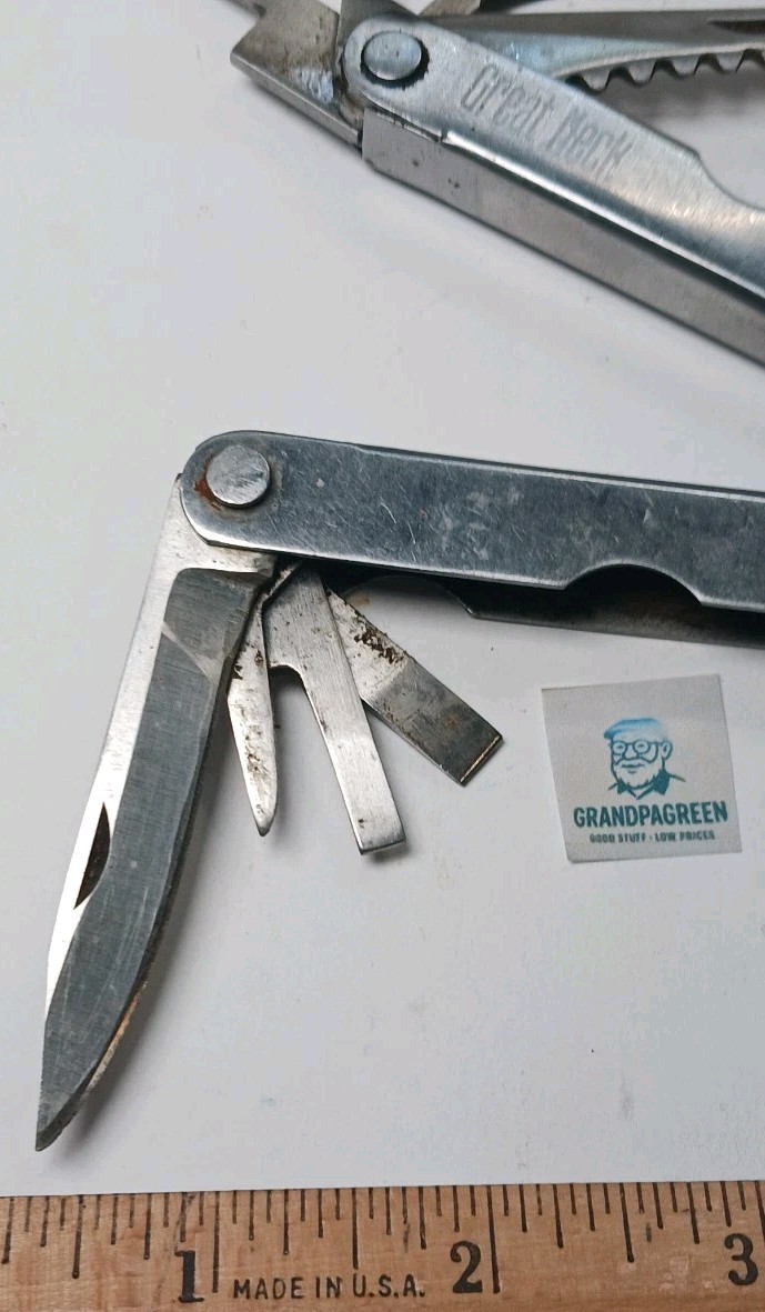 Great Neck Stainless Steel Multi Tool Pliers Knife Saw Screwdrivers Vintage