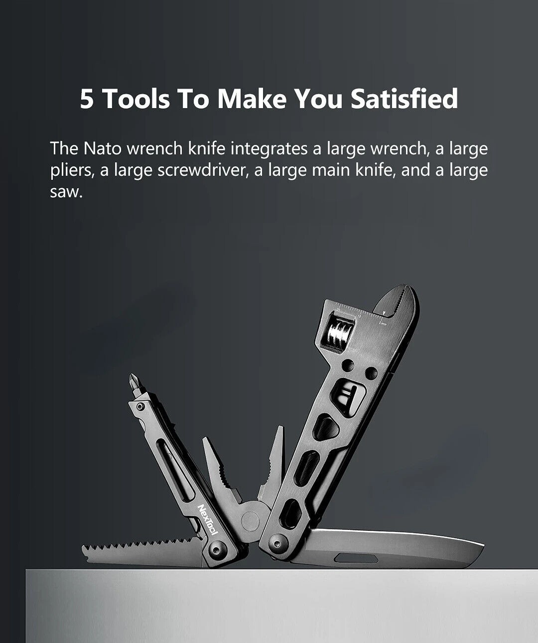 9 In 1 Wrench Knife Folding Multi-Purpose Pliers Wood Saw Slotted Screwdrivers