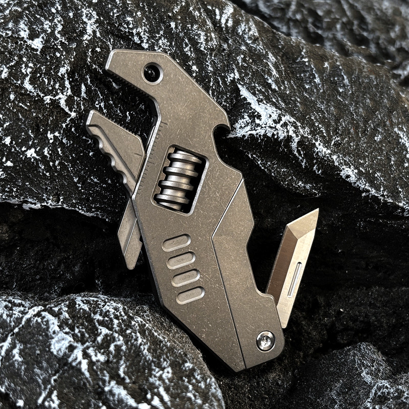 EDC Titanium Alloy Multi Tools Adjustable Wrench Pocket Folding Knife Keychain