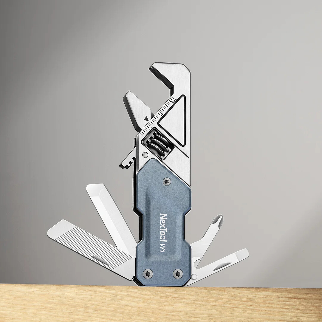 Adjustable Wrench 6 in 1 EDC Multitool Folding Pocket Tools Multi Function Kit