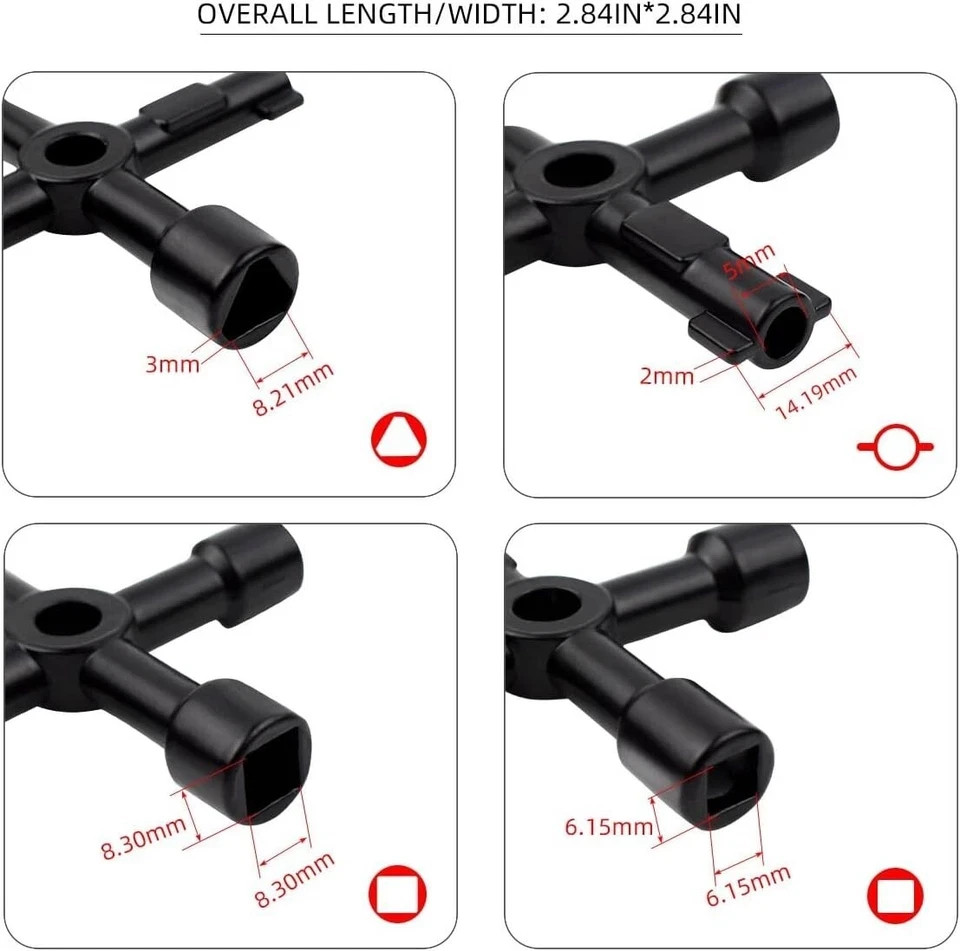 2 Pack Sillcock Key Set,4 Way Water Key Tool,Multi-Functional Silcock Water Keys