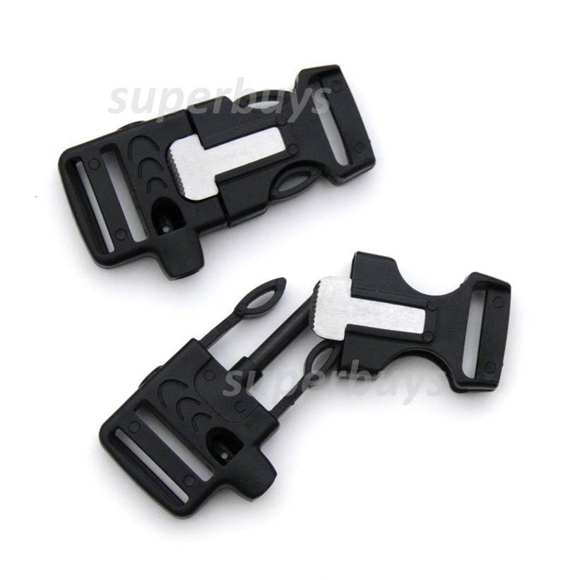 20mm Quick Side Release Buckle Paracord Belt Strap Whistle Flint Fire Starter BL