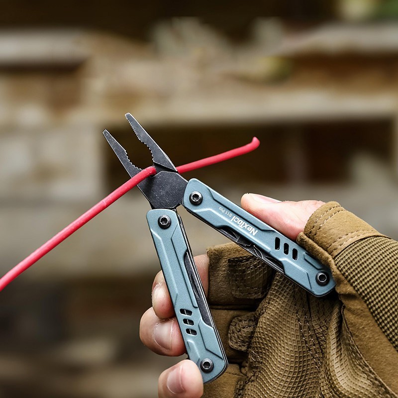 Blue Folding Multitool Pliers EDC Pocket Utility Tool Camping Outdoor Repair