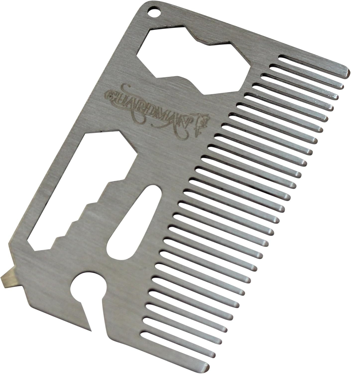 Stainless Steel Multitool Card With Beer Bottle Opener, Hair & Beard Comb, Flat