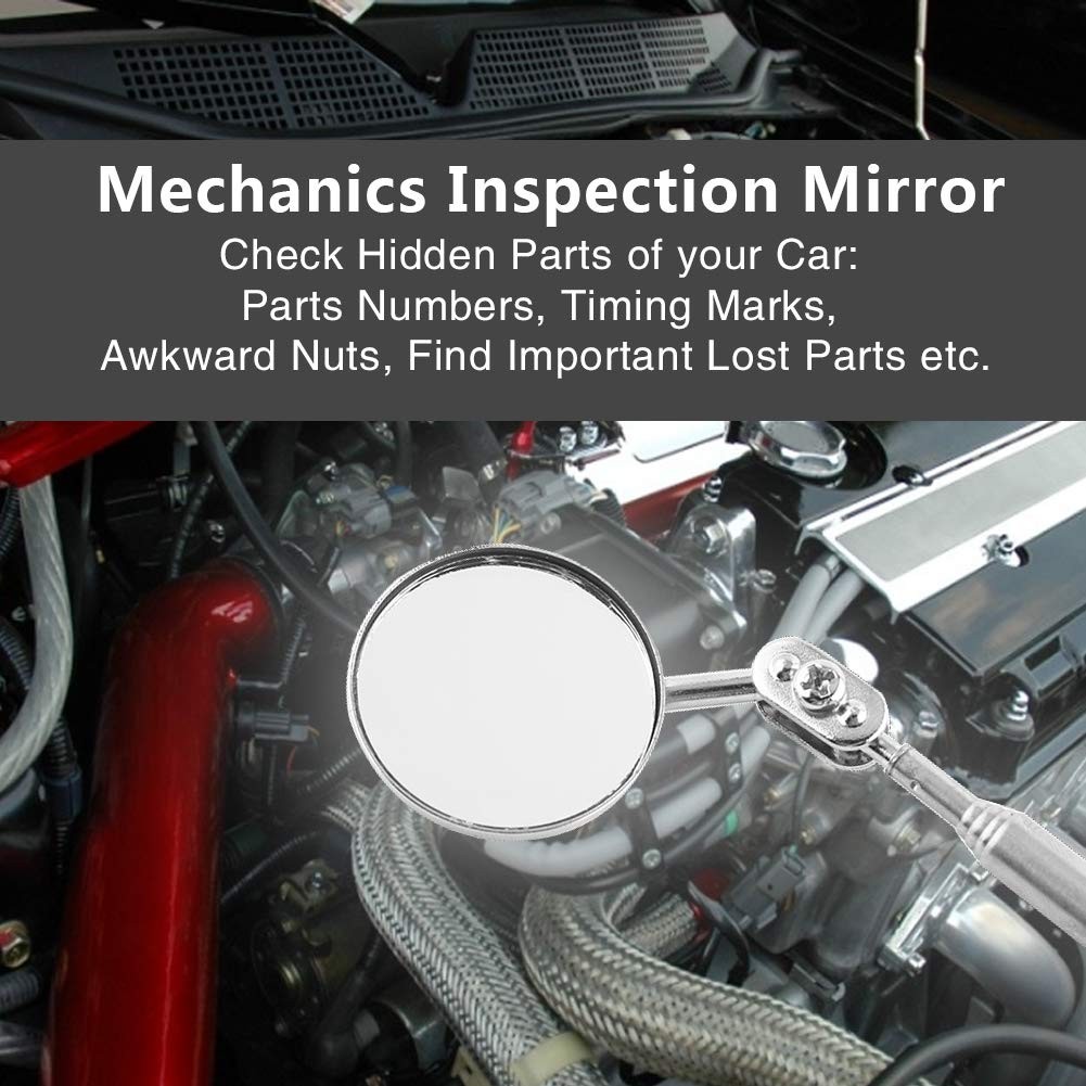 Car Inspection Mirror, Car Retractable Round Telescopic Mirror Telescopic Inspection…