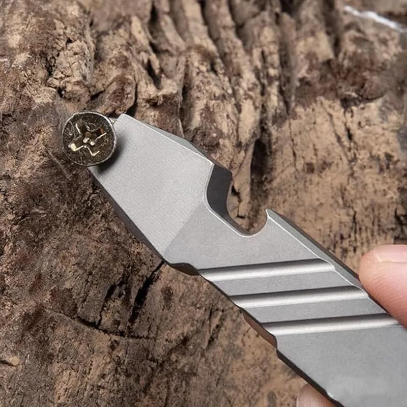 Titanium EDC Pry Bar Tool – 4” Pocket Prybar with Bottle Opener, Flathead Scr…