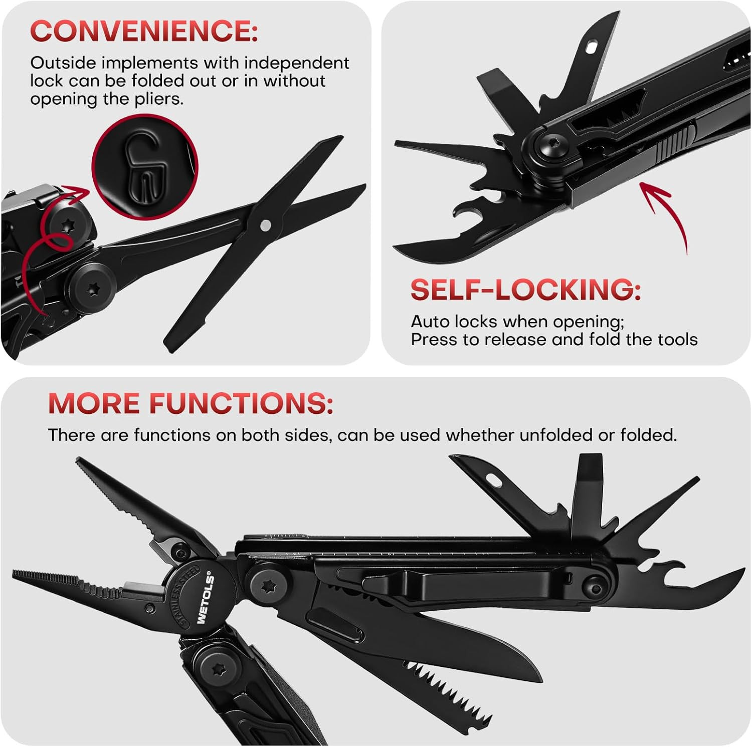 Multitool with Pocket Knife, 27-In-1 Stainless Steel Needle Nose Pliers with Scr