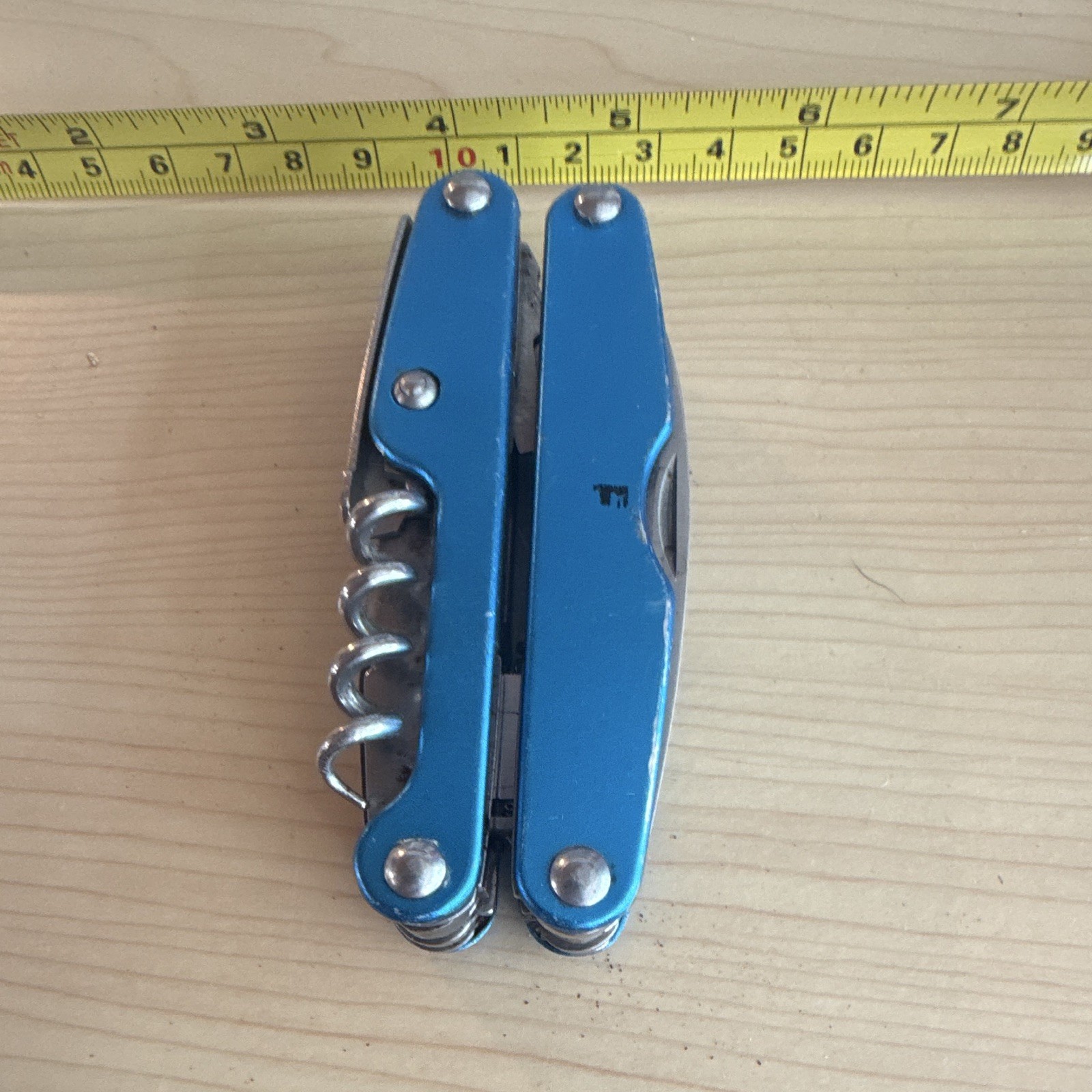 Blue Stainless Steel Foldable 15+ Tool Multi-Tool Knife Saw Corkscrew