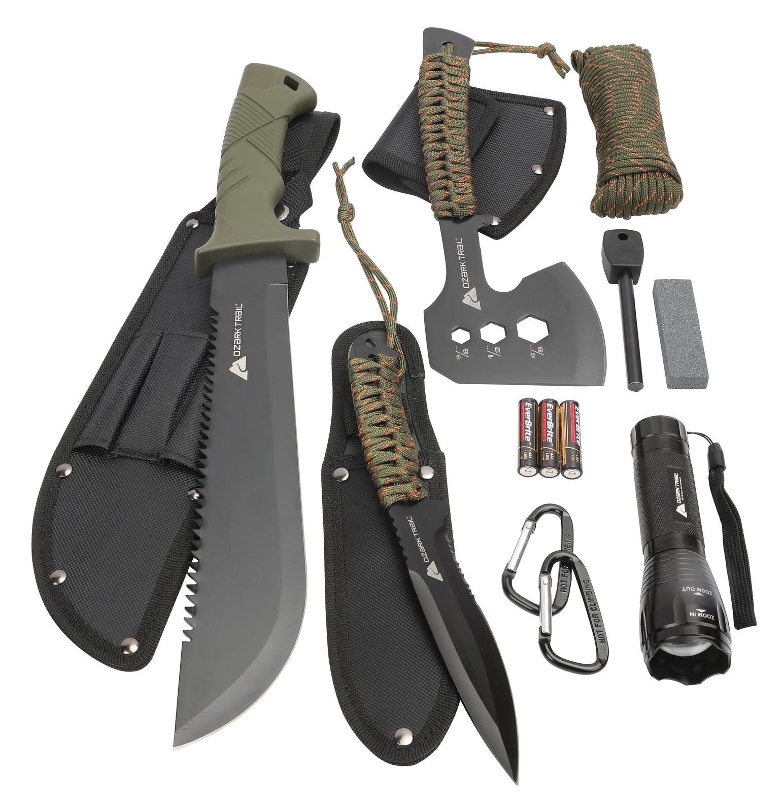 12 Pack Camping Tool Set Heavy-duty Aluminum with Flashlight Machete Knife New